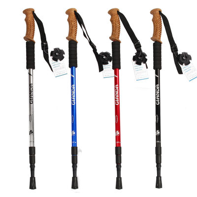 Ultralight DGH668 4 Fibra de carbono conjunta Alumínio Bastão de caminhada para caminhada