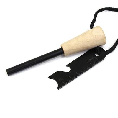0.050kg de emergência de incêndio externo Starter Flint Steel Striker Ferro Rod com alça de madeira