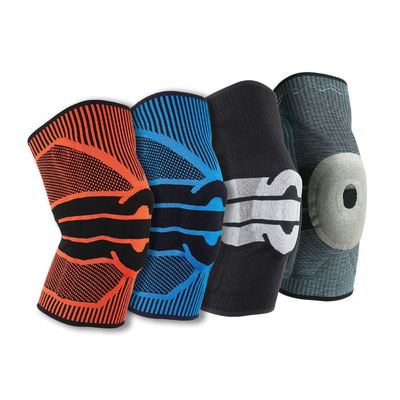 Pad de Silício Profissional Desporto Brace de Joelho Respirável e Vermelho para Correr Trabalhar fora