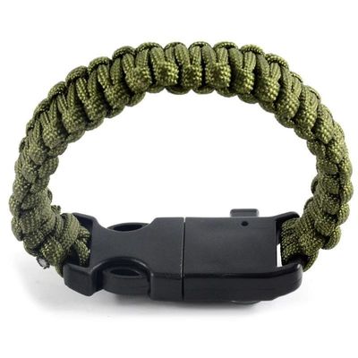 Pulseira Paracord ao ar livre com arrancador de fogo e chave de assobio Equipamento de sobrevivência essencial
