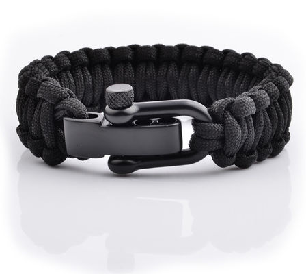 Pulseira de Sobrevivência Paracord Outdoor com botão de metal ajustável e material de poliéster