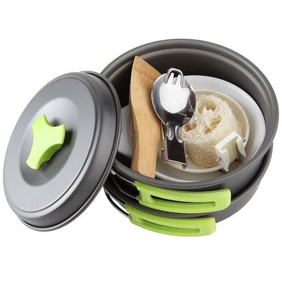 Retorno de reembolsos Outdoor Camping Kit de utensílios de cozinha Kit de refeição de alumínio Pão de fritar