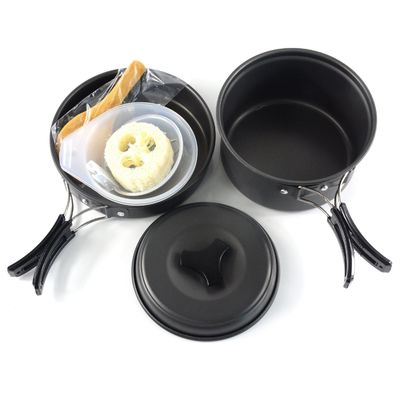Acessórios de piquenique 2-3 Pessoas Outdoor Camping Pot Set com Kit de Refeição de Alumínio