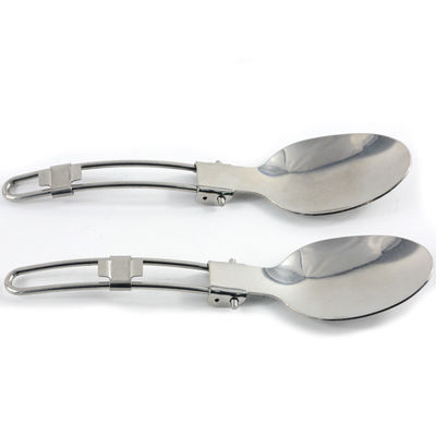 Conjunto de talheres de acampamento de aço inoxidável com garfo e colher de prata
