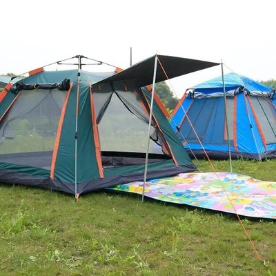 Tenda automática de acampamento à prova d'água poliéster revestimento de prata para família ao ar livre