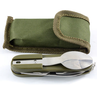 US Portátil de estilo dobrável Outdoor Camping Tableware Set de aço inoxidável faca de garfo colher
