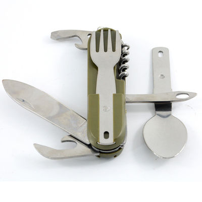 US Portátil de estilo dobrável Outdoor Camping Tableware Set de aço inoxidável faca de garfo colher
