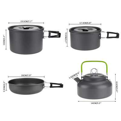 Kitchen Outdoor Alumínio Camping Pot e Pans Kit Kit com custo de envio rápido