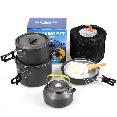 Kitchen Outdoor Alumínio Camping Pot e Pans Kit Kit com custo de envio rápido
