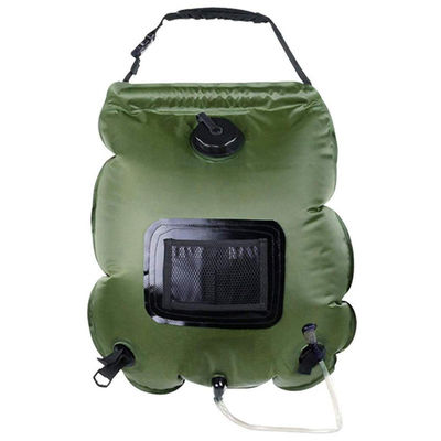 Saco de chuveiro portátil de 20L de PVC para acampamento ao ar livre para chuveiro aquecido por energia solar em verde ou azul