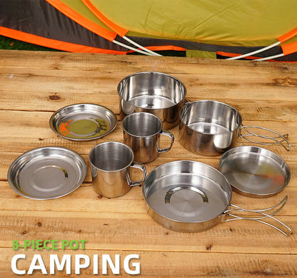 Set de utensílios de cozinha de aço inoxidável de estilo portátil para acampamento ao ar livre em US 6.5/peça