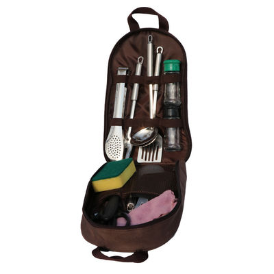 Acampamento ao ar livre Set de utensílios de mesa de aço inoxidável utensílios de cozinha Saco de armazenamento Personalização