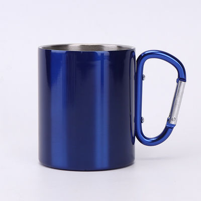 Adultos de aço inoxidável portátil de parede dupla acampamento viagens caneca de café com carabiner