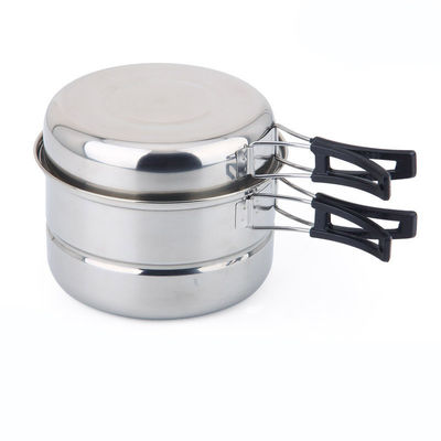 Conveniente de aço inoxidável prata acampamento Kit para cozinhar ao ar livre e piquenique