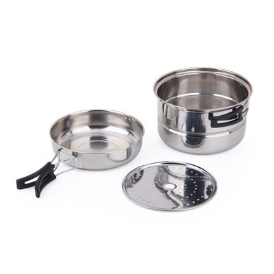 Conveniente de aço inoxidável prata acampamento Kit para cozinhar ao ar livre e piquenique