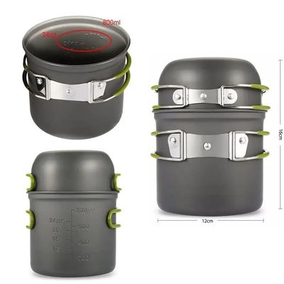 Alumínio Camping Kit de utensílios de cozinha Kit de refeições Conjunto de panelas portáteis para cozinhar no exterior