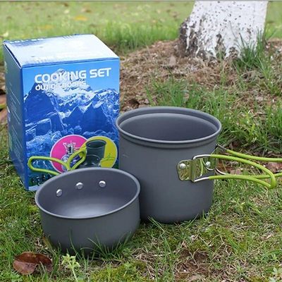 Alumínio Camping Kit de utensílios de cozinha Kit de refeições Conjunto de panelas portáteis para cozinhar no exterior