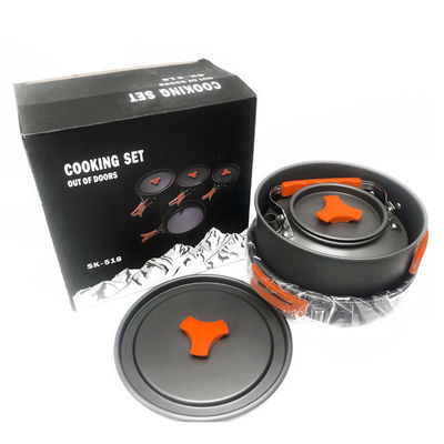Grey Green Handle Portable Style Non Stick Alumínio Picnic Cozinha Conjunto para Camping