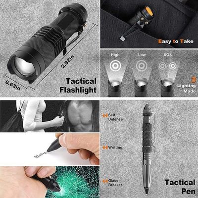 Outdoor Camping Survival Gear Tool Sos Kit de primeiros socorros Kit de emergência de sobrevivência 24cm