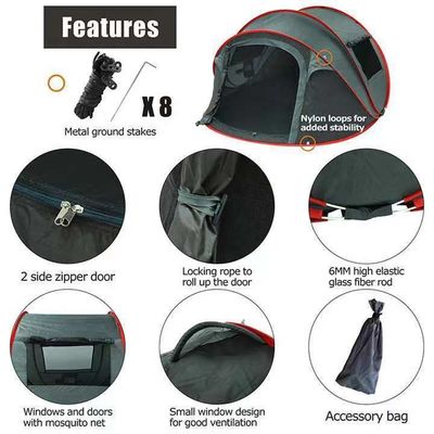 Tenda instantânea impermeável para acampamento em todas as estações de verão Tenda automática pop up Capacidade ≤2