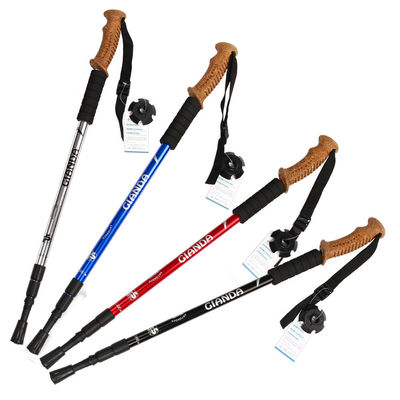 Ultralight DGH668 4 Fibra de carbono conjunta Alumínio Bastão de caminhada para caminhada