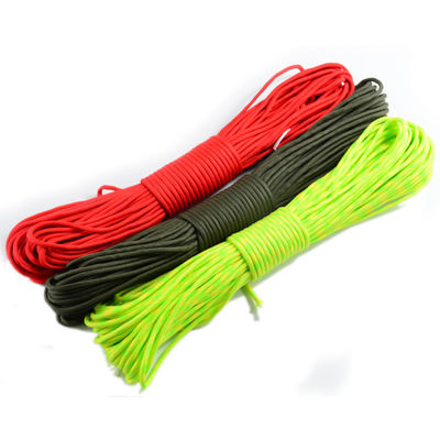 100FT 4mm 7 núcleos Cordão paraquedas sobrevivência Poliéster 550 Paracord corda e versátil