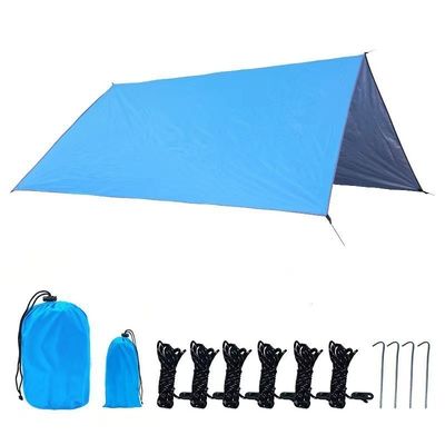 Tenda de lonas de acampamento de poliéster exterior com revestimento de prata e estrutura de pele única