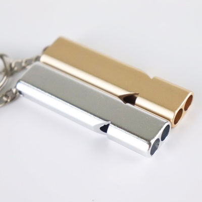 Apito de liga de alumínio de tubo duplo para chaveira de cordel estilo de alta frequência de tubo duplo