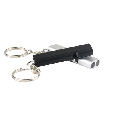 Apito de liga de alumínio de tubo duplo para chaveira de cordel estilo de alta frequência de tubo duplo