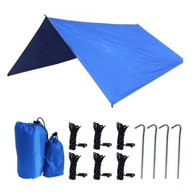 Tenda de acampamento de poliéster revestida de prata para proteção contra chuva e sombra solar ao ar livre