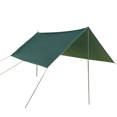 Tenda de acampamento de poliéster revestida de prata para proteção contra chuva e sombra solar ao ar livre