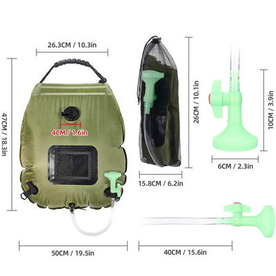 Saco de chuveiro com aquecimento solar de 20L para acampamento ao ar livre Kit de acessórios de chuveiro portátil