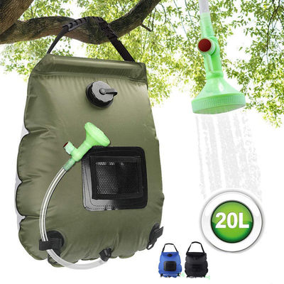 Saco de chuveiro com aquecimento solar de 20L para acampamento ao ar livre Kit de acessórios de chuveiro portátil