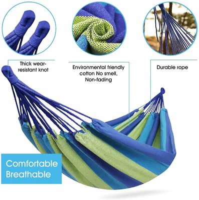 Hamaca de algodão portátil de tela para acampar de cores múltiplas