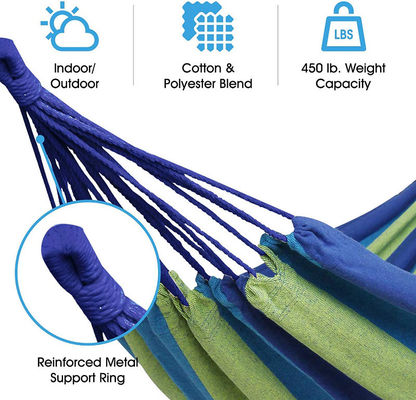 Hamaca de algodão portátil de tela para acampar de cores múltiplas