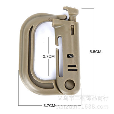 D Carabiner de plástico de forma acessório indispensável para mochila tática Molle