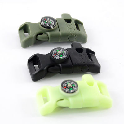 Fire Starter Outdoor Apito Compasso Fivela Leve 13mm Tamanho para Sobrevivência Paracord