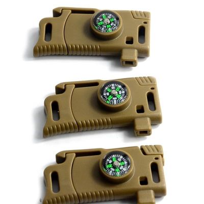 Pagamento inicial Multifunção Emergência Flint Fire Starter Compasso Fivela com raspador