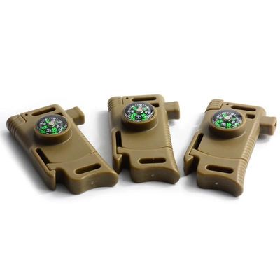 Pagamento inicial Multifunção Emergência Flint Fire Starter Compasso Fivela com raspador